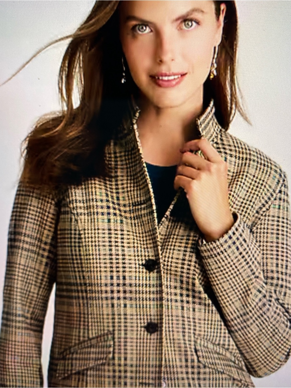 J. Jill Brown and Cream Plaid Knit Blazer-NWT-Small - Picture 5 of 6